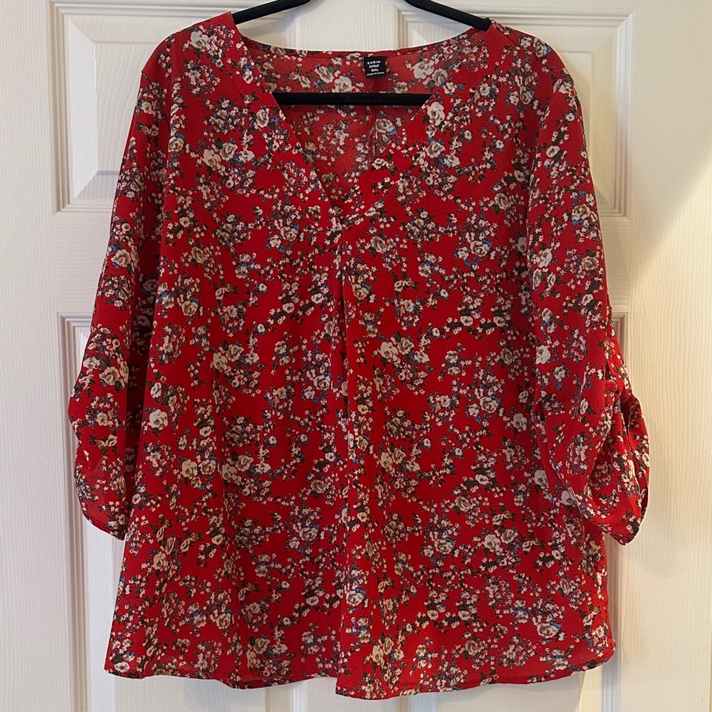 SHEIN Floral Red Women's Top